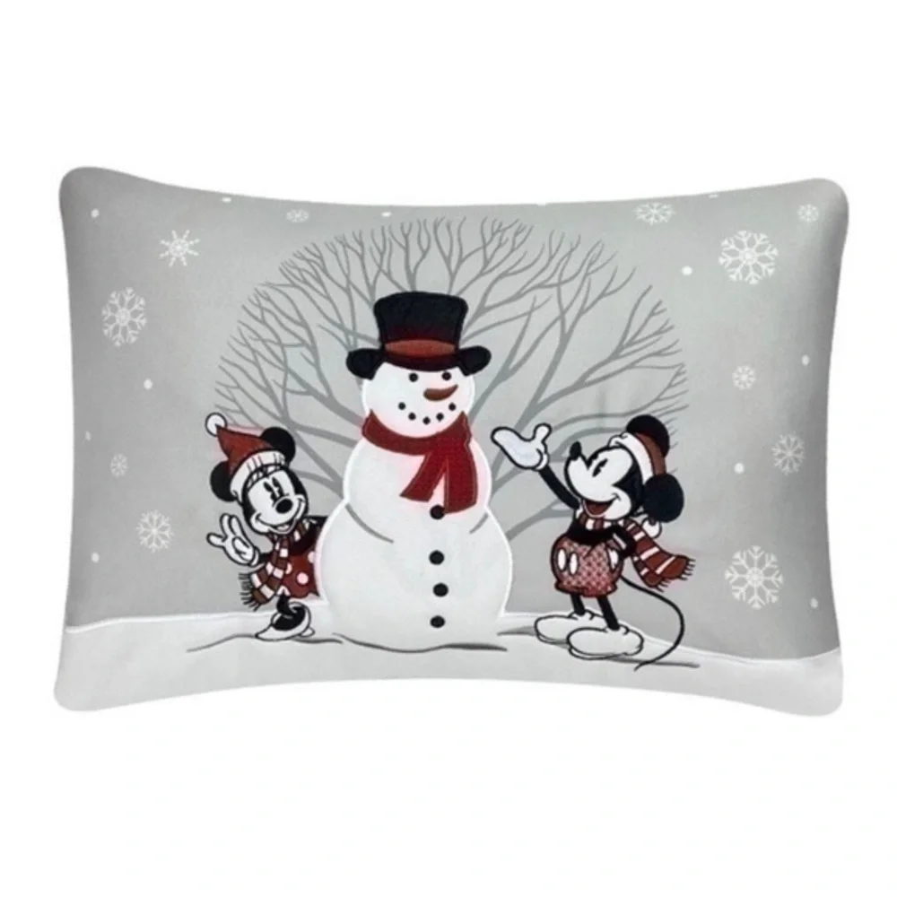 NWT. DISNEY Mickey Mouse Snowman Throw Pillow